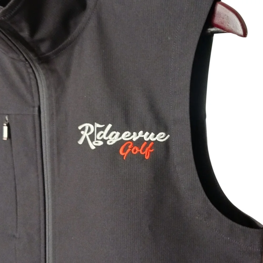 The North Face Mens Ridgevue Golf Softshell Vest Black Grey Full Zip Small